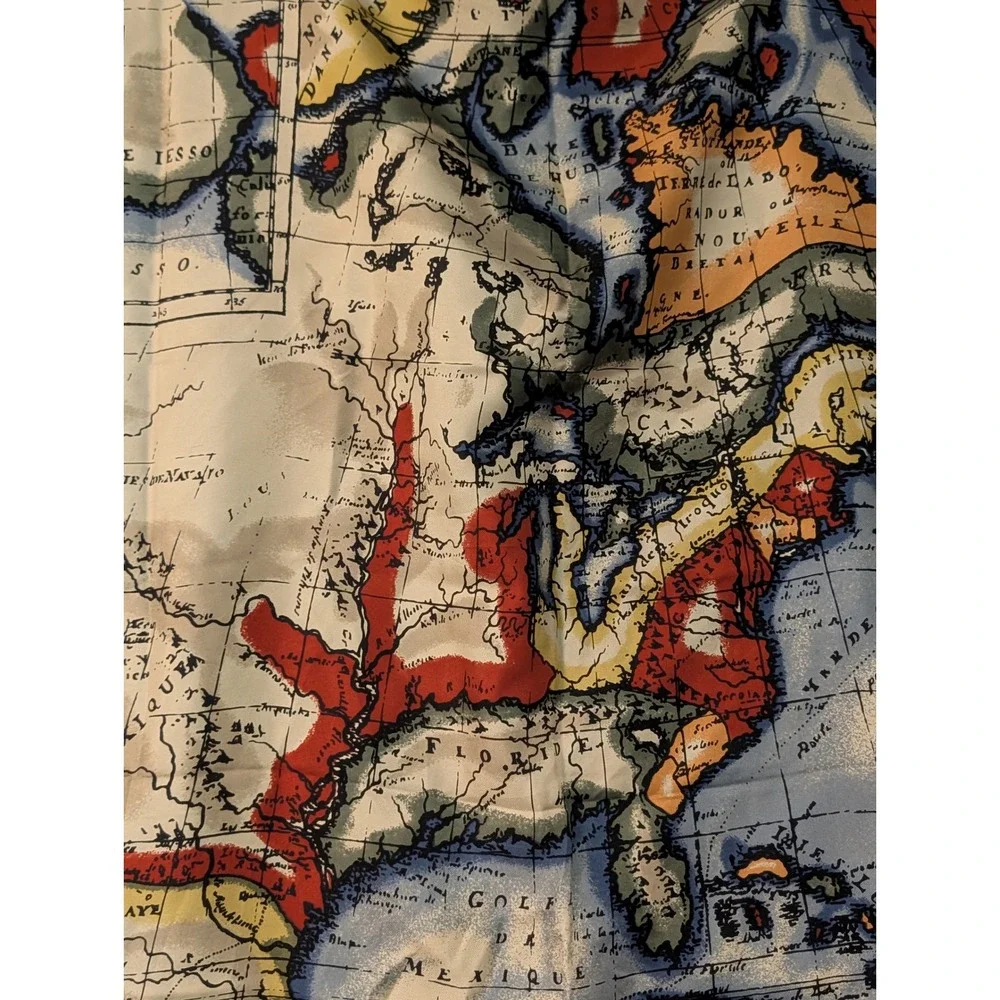 Vintage Banana Republic 100% Silk America Map Scarf Unique Wearable Art to Wear